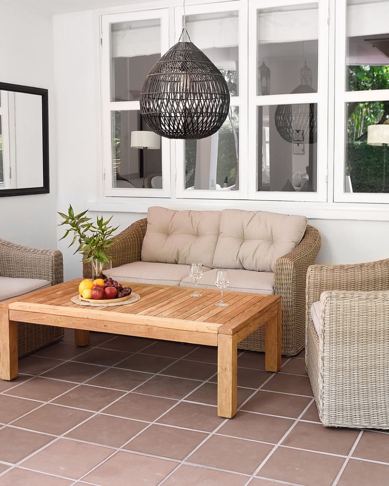 Mesa baja rectangular Rinjani de teca reciclada 140cm - LifestyleGarden®  muebles de exterior